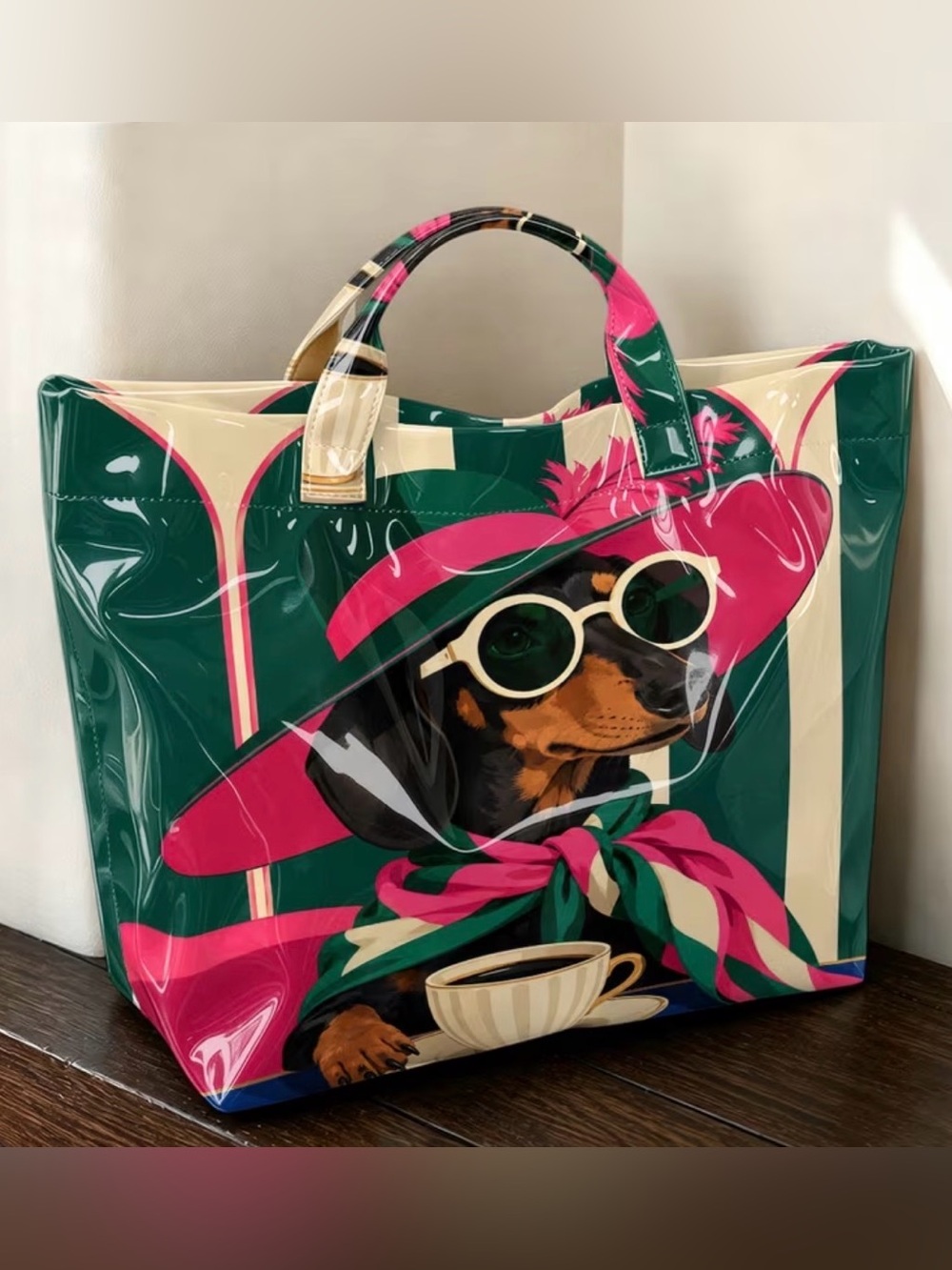 🌭🌭🌭BOGOHO🌭🌭🌭Stylish Dachshund Print Tote Bag -2 Designs Available - Picture 2 of 6